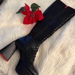 Lamoda Too Cute Vegan Leather Platform Knee High Boots🔥